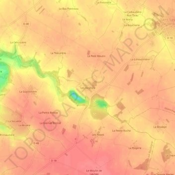 Les Airables topographic map, elevation, terrain