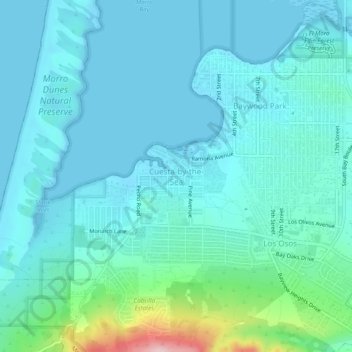 Cuesta-by-the-Sea topographic map, elevation, terrain