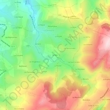 Le Nez topographic map, elevation, terrain