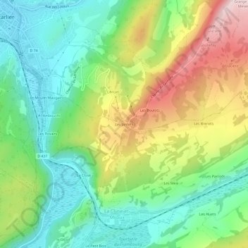 Les Jantets topographic map, elevation, terrain
