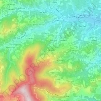 Les Balmes topographic map, elevation, terrain