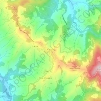 Panzano in Chianti topographic map, elevation, terrain