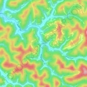 Yawkey topographic map, elevation, terrain