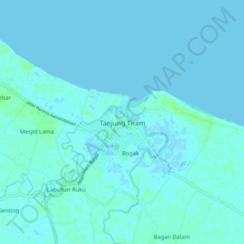 Tanjung Tiram topographic map, elevation, terrain