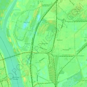 North Venice topographic map, elevation, terrain