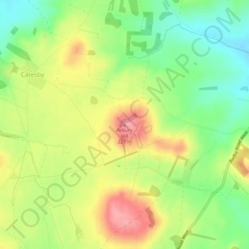 Arbury Hill topographic map, elevation, terrain