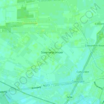 Steenwijksmoer topographic map, elevation, terrain