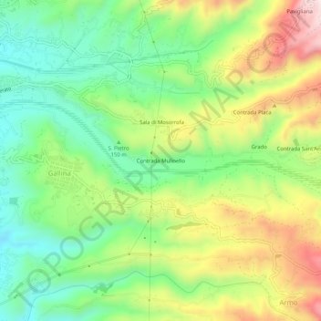 Contrada Mulinello topographic map, elevation, terrain