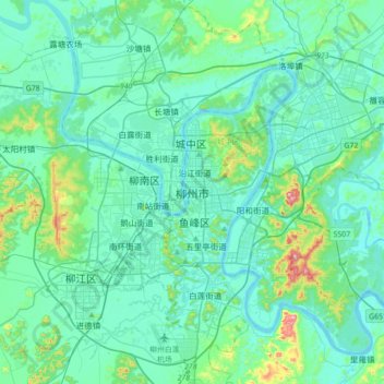 Liuzhou topographic map, elevation, terrain