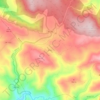 Zoio topographic map, elevation, terrain
