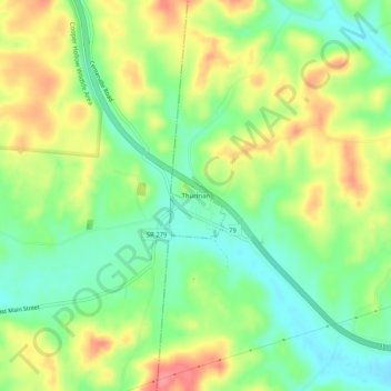 Thurman topographic map, elevation, terrain