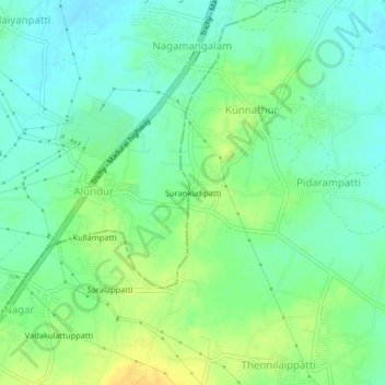 Surankudipatti topographic map, elevation, terrain