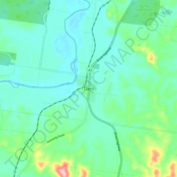 Tiaro topographic map, elevation, terrain