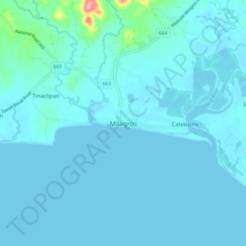Milagros topographic map, elevation, terrain