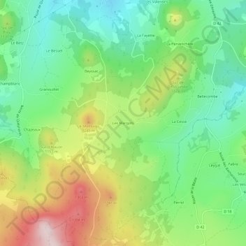Les Margots topographic map, elevation, terrain