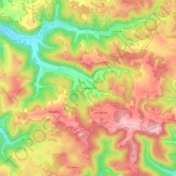 Péchalart topographic map, elevation, terrain