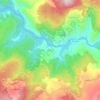 Sejães topographic map, elevation, terrain