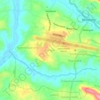 Karipur topographic map, elevation, terrain
