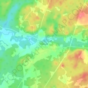 Hishult topographic map, elevation, terrain