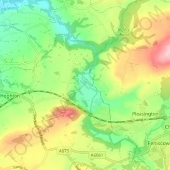 Hoghton Bottoms topographic map, elevation, terrain