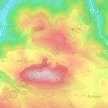 Cavalières topographic map, elevation, terrain