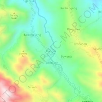 Bongas topographic map, elevation, terrain