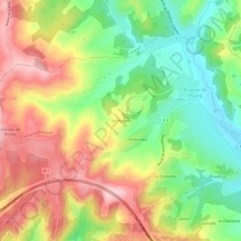 Le Pouget topographic map, elevation, terrain