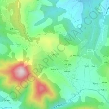 Les Brunets topographic map, elevation, terrain