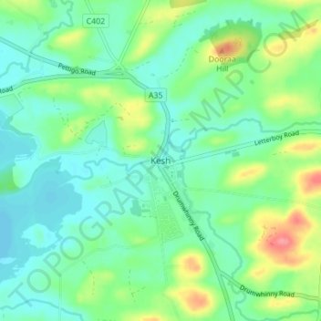 Kesh topographic map, elevation, terrain