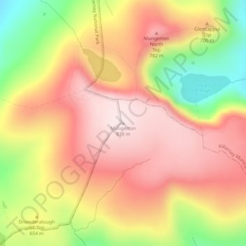 Mangerton topographic map, elevation, terrain