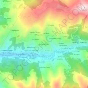 La Roza (Turón) topographic map, elevation, terrain