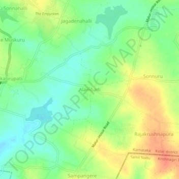Alambadi topographic map, elevation, terrain