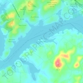 Cactus Cove topographic map, elevation, terrain