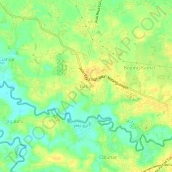Babat topographic map, elevation, terrain