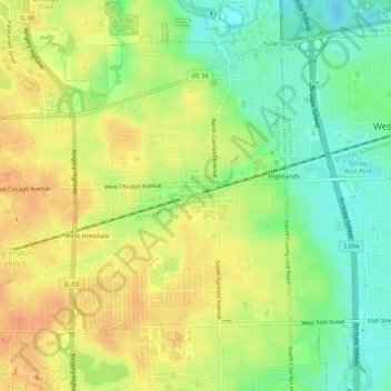 Hinsdale topographic map, elevation, terrain