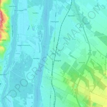 Göd topographic map, elevation, terrain