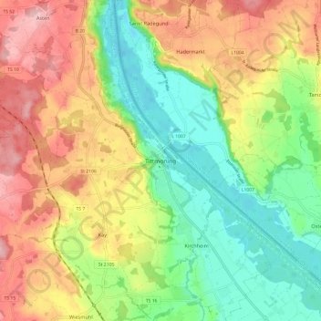 Tittmoning topographic map, elevation, terrain
