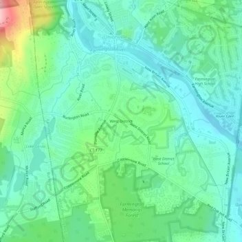 West District topographic map, elevation, terrain