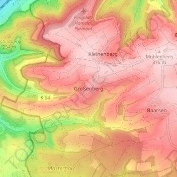 Großenberg topographic map, elevation, terrain