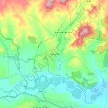 Héliopolis topographic map, elevation, terrain