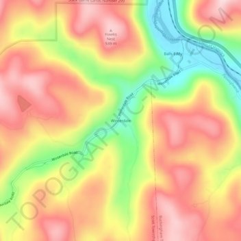 Winterdale topographic map, elevation, terrain