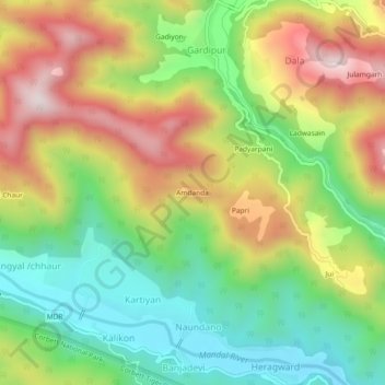 Amdanda topographic map, elevation, terrain