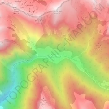Mollières topographic map, elevation, terrain
