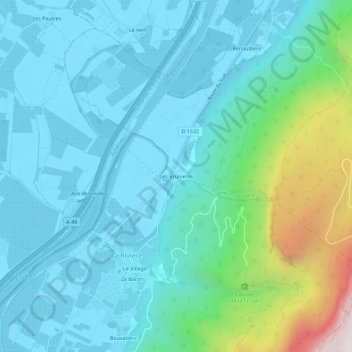 Les Brunières topographic map, elevation, terrain