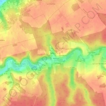 Mazeure topographic map, elevation, terrain