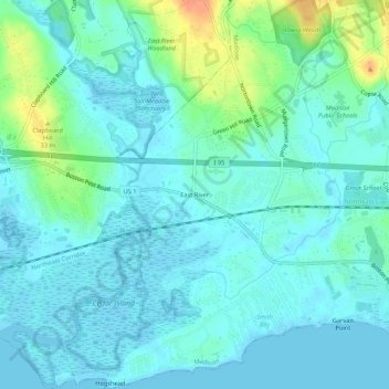 East River topographic map, elevation, terrain