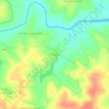 Hebbale topographic map, elevation, terrain
