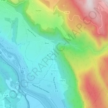 Le Mas topographic map, elevation, terrain