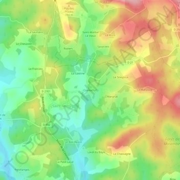 Combefort topographic map, elevation, terrain