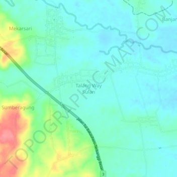 Talang Way Sulan topographic map, elevation, terrain